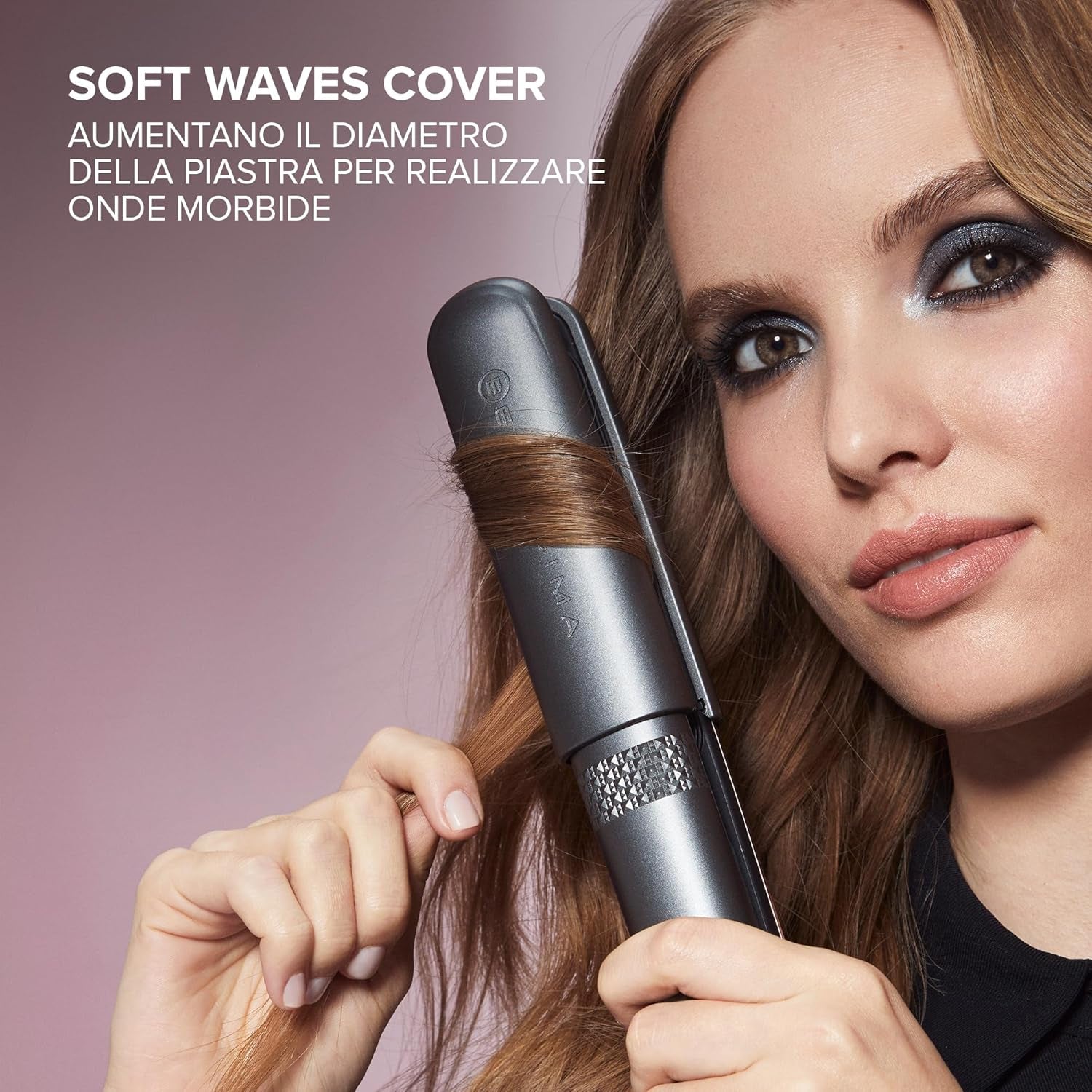 Imetec Creativity Multistyle Hair Straightener and Curler, Ceramic Coating with Diamond Particles, Keratin Infusion, Flexible and High-Temperature Plates, 5 Heat Settings