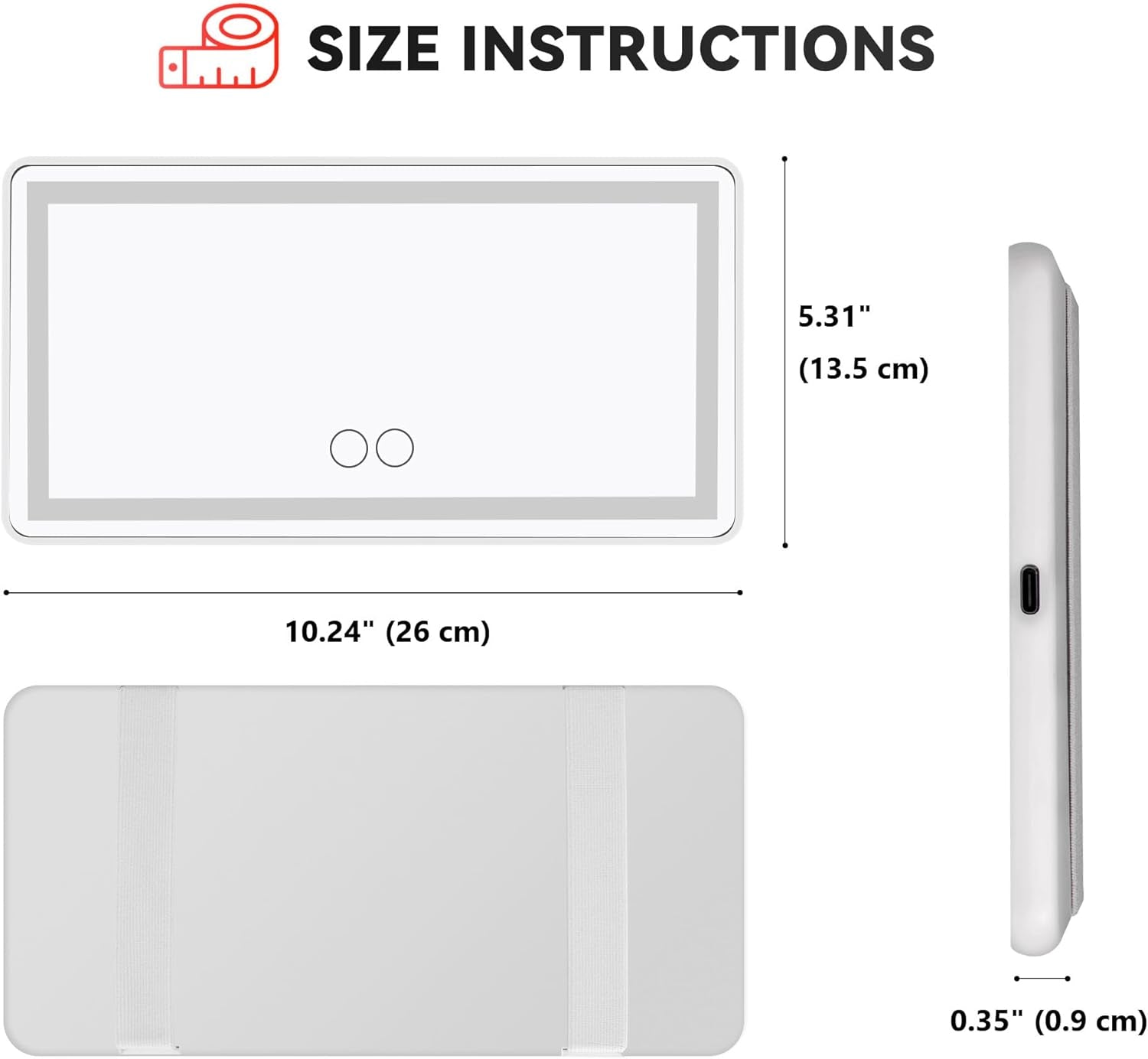 Auto LED Mirror - Three Lighting Modes - Dimmable Makeup Mirror with Integrated Lights - White