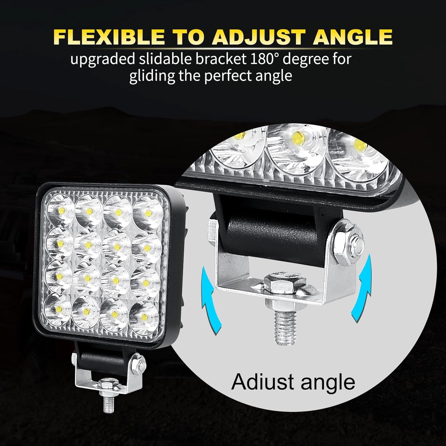 2-Piece 8cm 48W LED Work Lights, 12V/24V Waterproof Mini Slim Spotlights for Off-Road Use, Suitable for Tractors, Trucks, Cars, Boats, 4X4s, ATVs, and UTVs