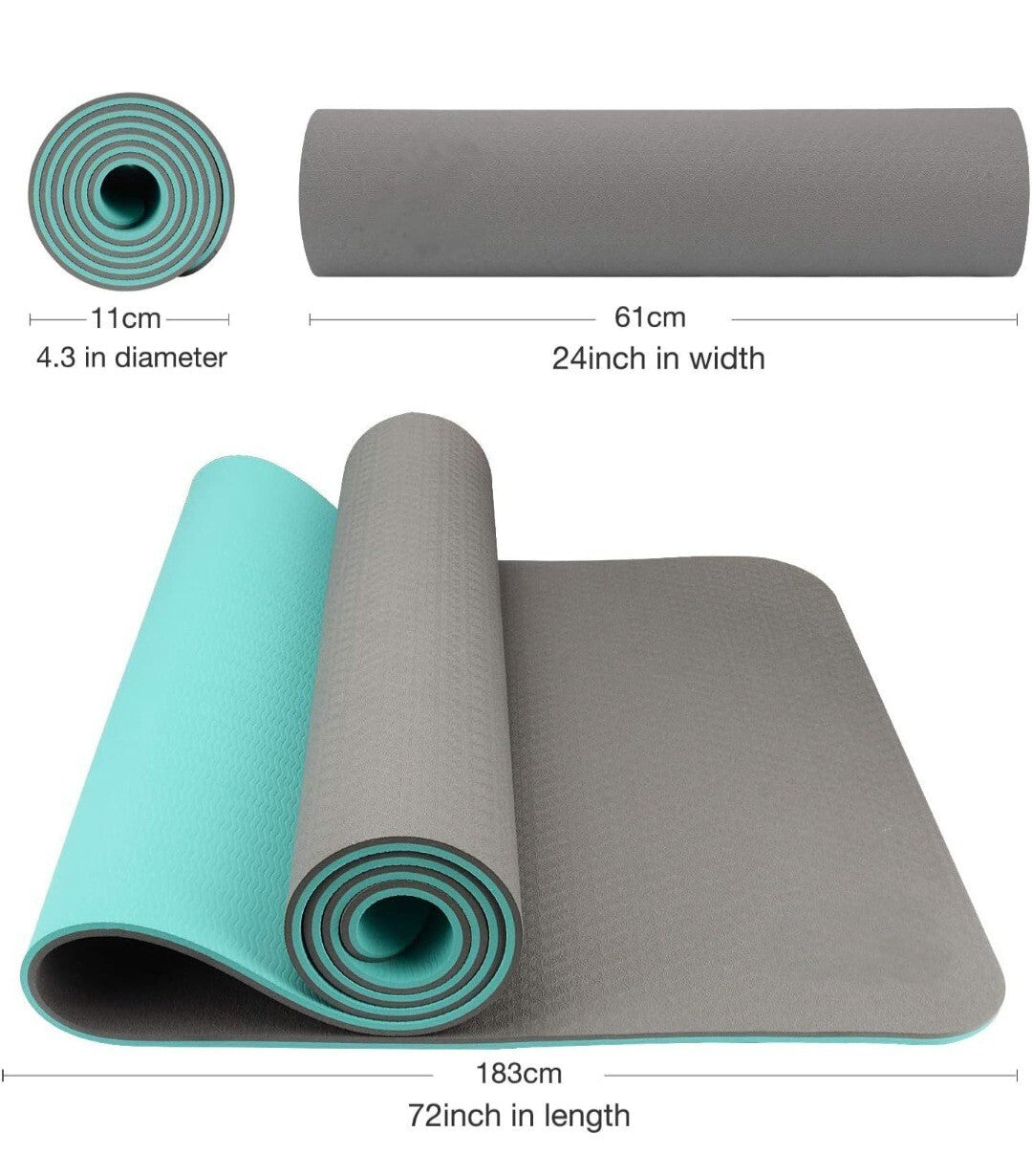Tappetino Yoga Ecologico in TPE, Tappeto Antiscivolo per Allenamento