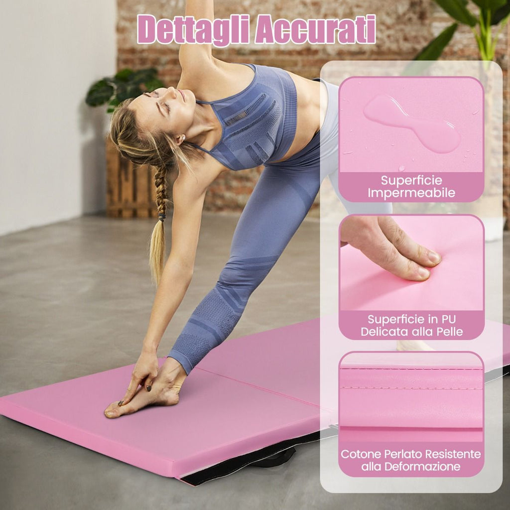 Tappetino Yoga Pieghevole in Pelle PU, Materassino Fitness Spessore Multifunzionale E Antiscivolo 180X60X5Cm 9 Colori