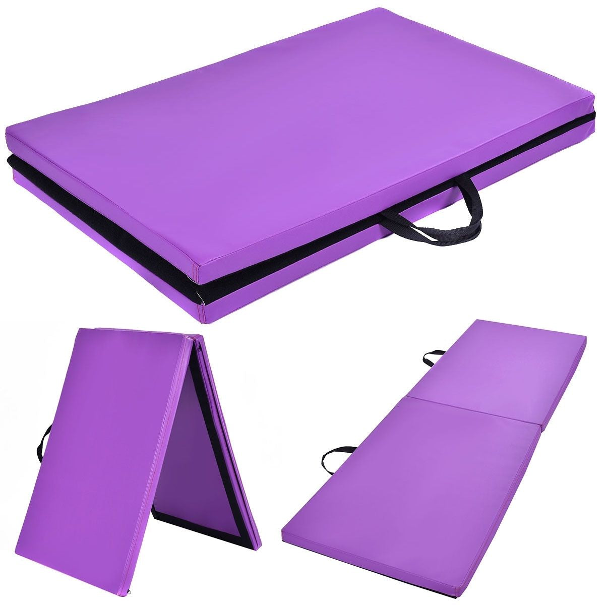Tappetino Yoga Pieghevole Materassino Ginnastica Spessore Multifunzionale E Antiscivolo 180X60X4Cm Blu/Viola