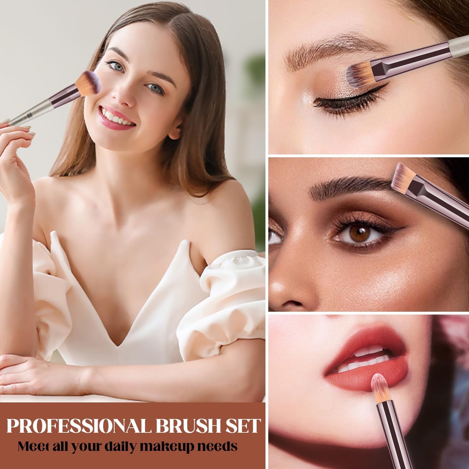 Professional Makeup Brush Set, 10-Piece with PU Leather Case - Ideal Gift for Daughters or Wives