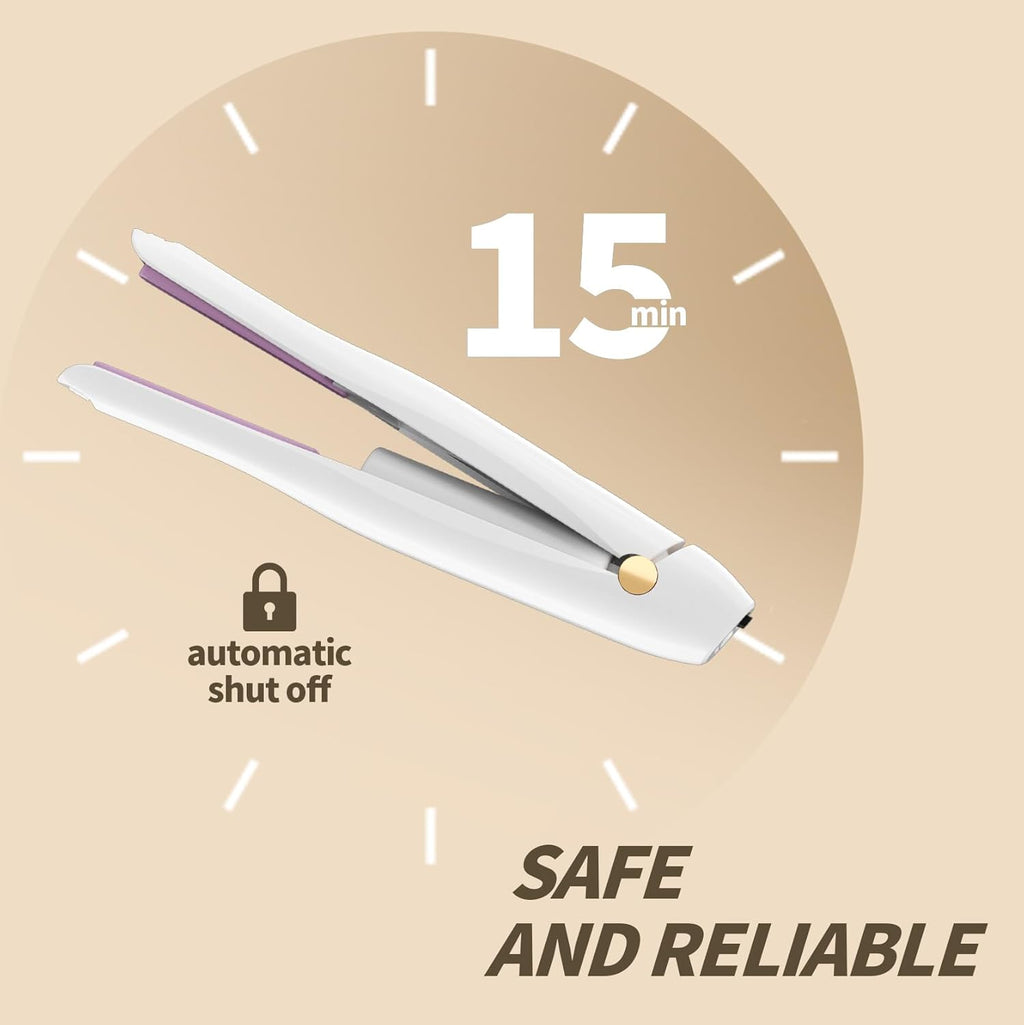 Batteria Piastra per Capelli in Ceramica 2 in 1 con Clip e Stazione di Ricarica Tipo C - Portatile per Uso Professionale e Domestico (Bianco)