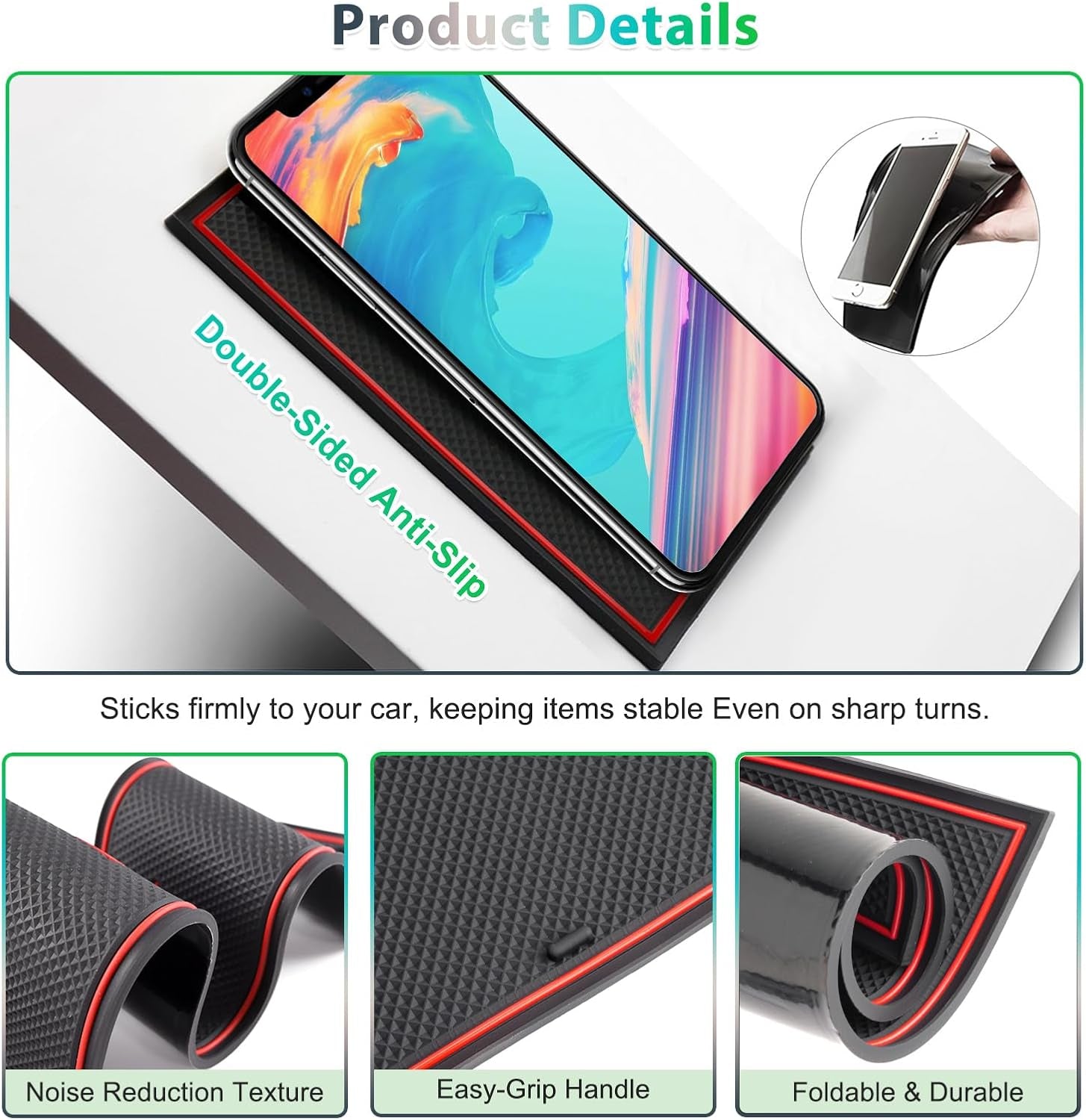 Non-Slip Rubber Floor Mats for Renault/Dacia Duster (2018–2021), Includes Central Console, Cup Holder, and Door Stitch Mats [Not Compatible with 2022 Models] (Red)
