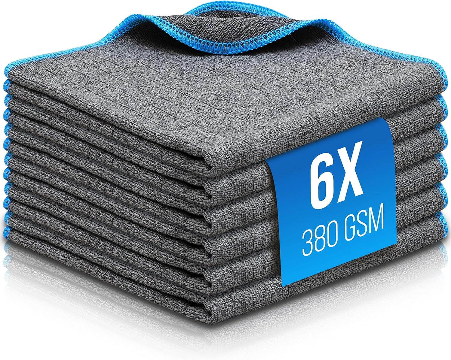 ® 6X Microfiber Car Cloths - 40x40cm Highly Absorbent Cleaning Towels for Automotive Care