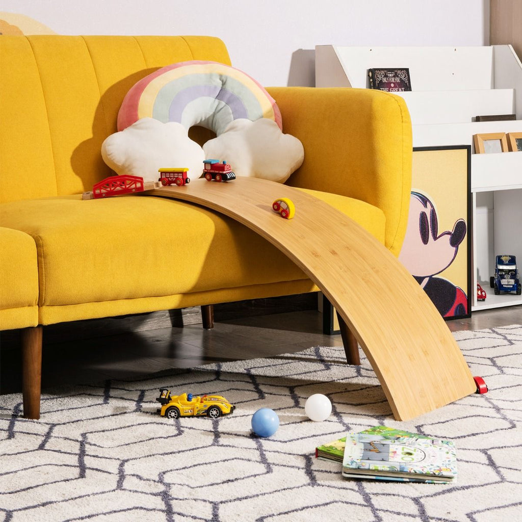 Balance Board Di Bambù Con Bordi Lucidati per Uso Interno Ed Esterno, Tavola Oscillante per Bambini E Adulti