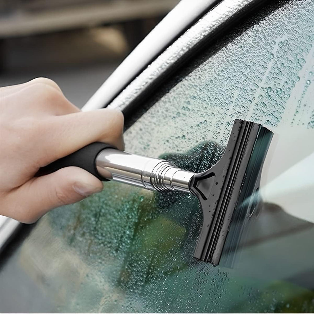Car Rearview Mirror Wiper with Telescopic Squeegee - Portable Water Cleaner for All Vehicles, Universal Automotive Accessory (Nero)