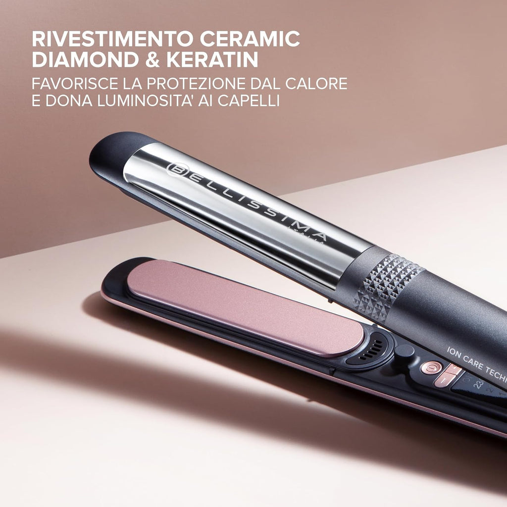 Imetec Creativity Multistyle Hair Straightener and Curler, Ceramic Coating with Diamond Particles, Keratin Infusion, Flexible and High-Temperature Plates, 5 Heat Settings