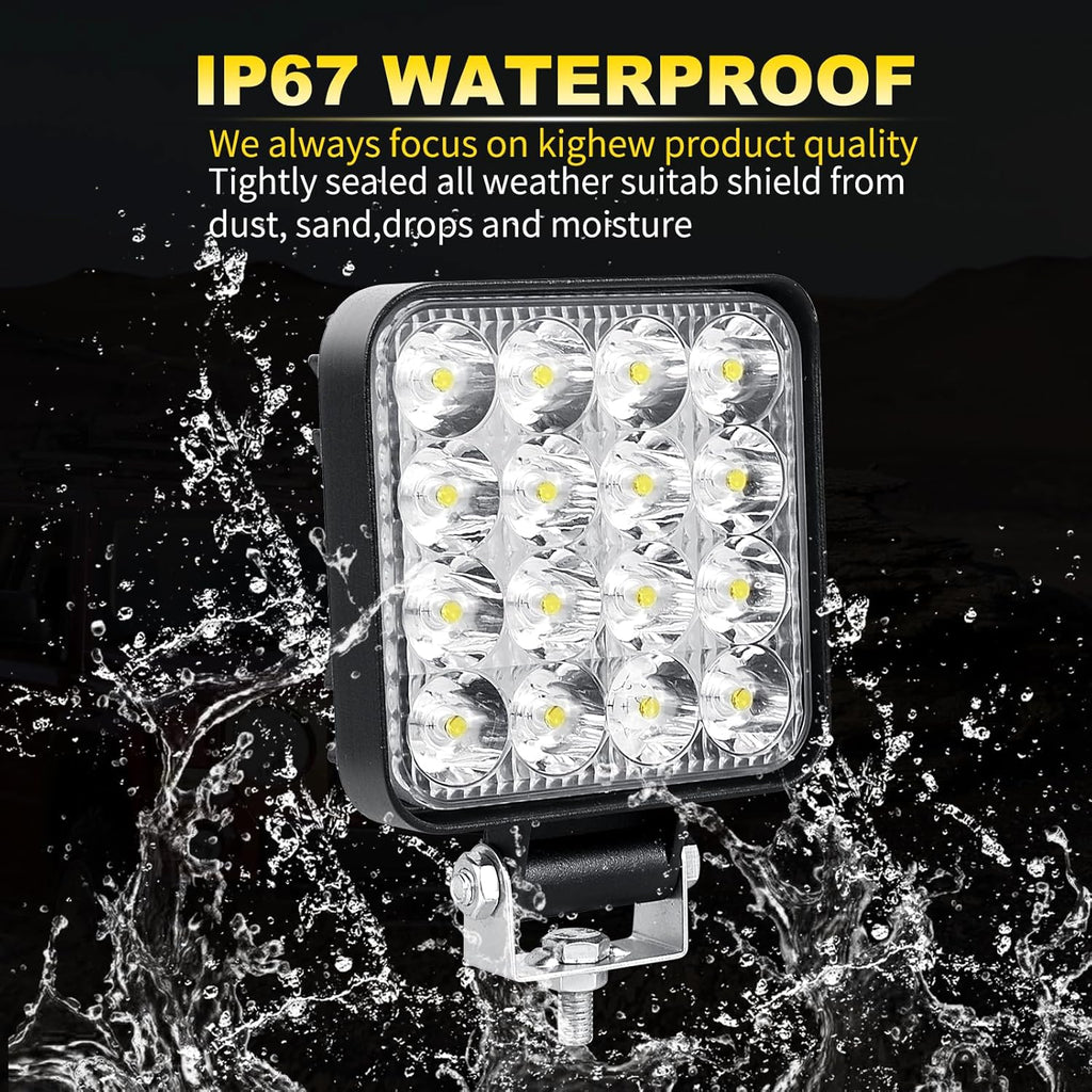 2-Piece 8cm 48W LED Work Lights, 12V/24V Waterproof Mini Slim Spotlights for Off-Road Use, Suitable for Tractors, Trucks, Cars, Boats, 4X4s, ATVs, and UTVs