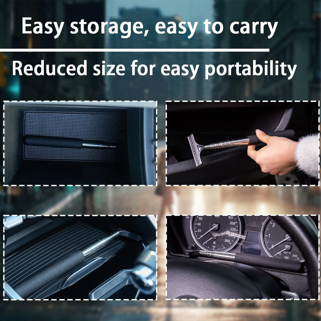 Car Rearview Mirror Wiper with Telescopic Squeegee - Portable Water Cleaner for All Vehicles, Universal Automotive Accessory (Nero)