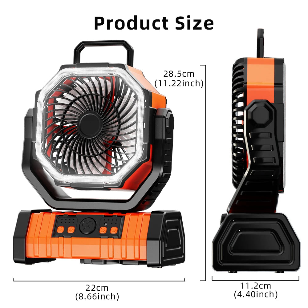 Ventilatore Portatile 20.000mAh con Luce LED e Gancio