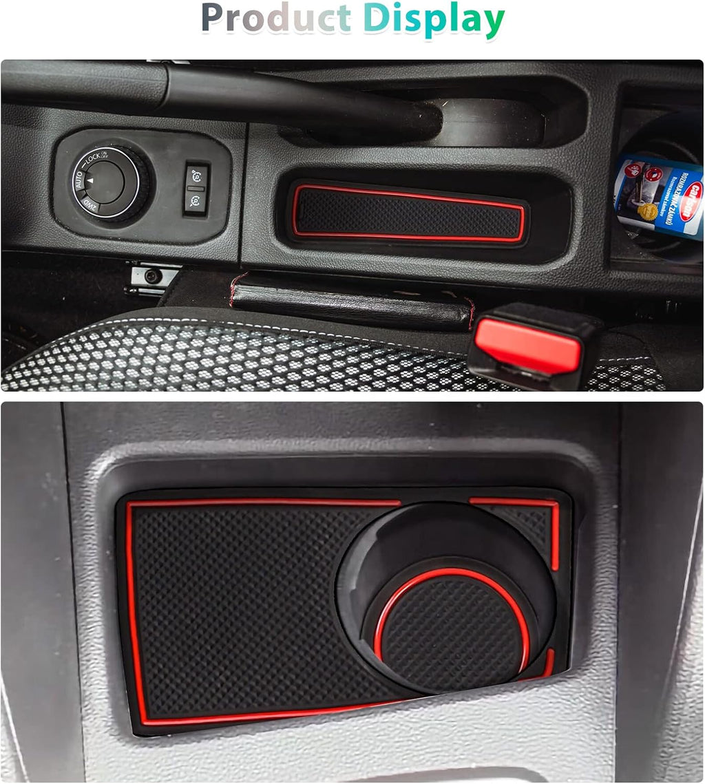 Non-Slip Rubber Floor Mats for Renault/Dacia Duster (2018–2021), Includes Central Console, Cup Holder, and Door Stitch Mats [Not Compatible with 2022 Models] (Red)