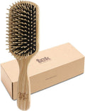 TEK Large Rectangular Ash Wood Brush, Handmade in Italy, Short Tooth Design for Medium to Long Straight Hair, Detangling and Massaging Features