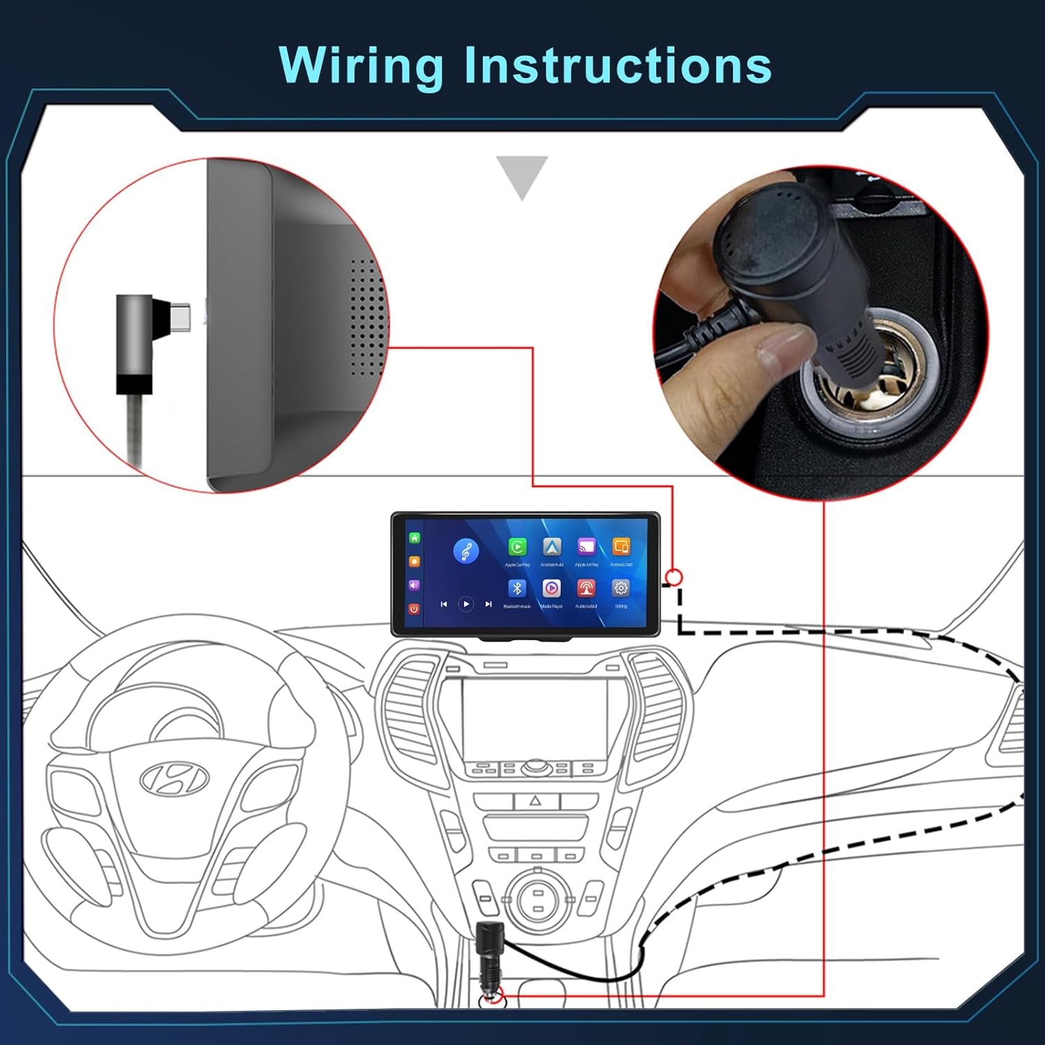 10.36-Inch Wireless Car Radio with CarPlay and Android Auto, Touch Screen Display, Bluetooth, Airplay, Mirror Link, FM/AUX/TF Compatibility