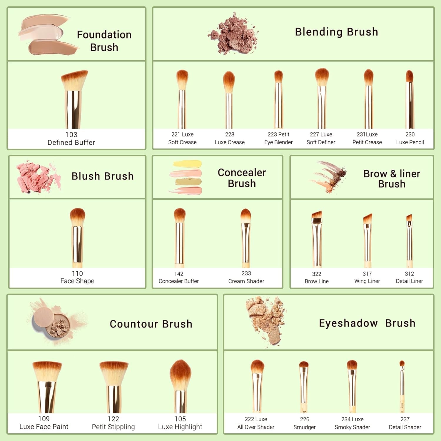 20-Piece Professional Makeup Brush Set with Bamboo Handles, Including Foundation, Powder, and Eyeshadow Brushes T145