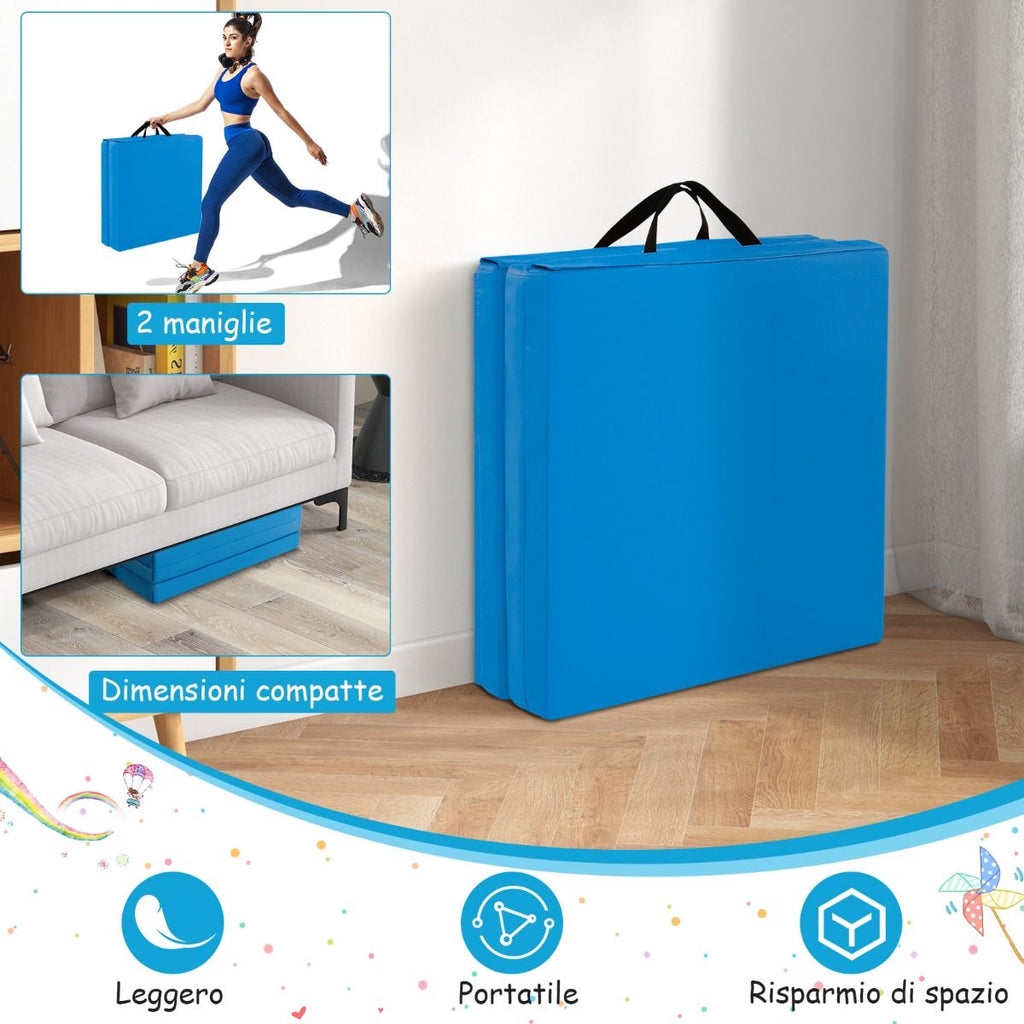 Tappetino Yoga Pieghevole in Pelle PU, Materassino Fitness Spessore Multifunzionale E Antiscivolo 180X60X5Cm 9 Colori