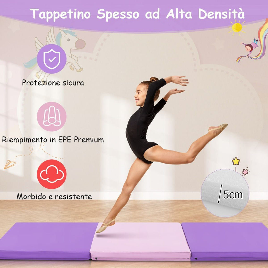 Tappetino Yoga Pieghevole in Pelle PU, Materassino Fitness Spessore Multifunzionale E Antiscivolo 180X60X5Cm 9 Colori
