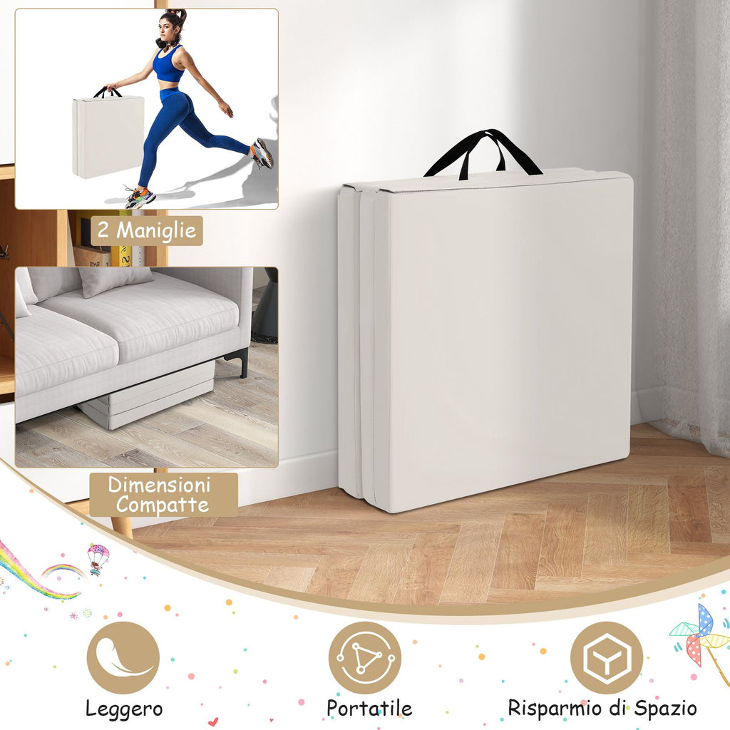 Tappetino Yoga Pieghevole in Pelle PU, Materassino Fitness Spessore Multifunzionale E Antiscivolo 180X60X5Cm 9 Colori