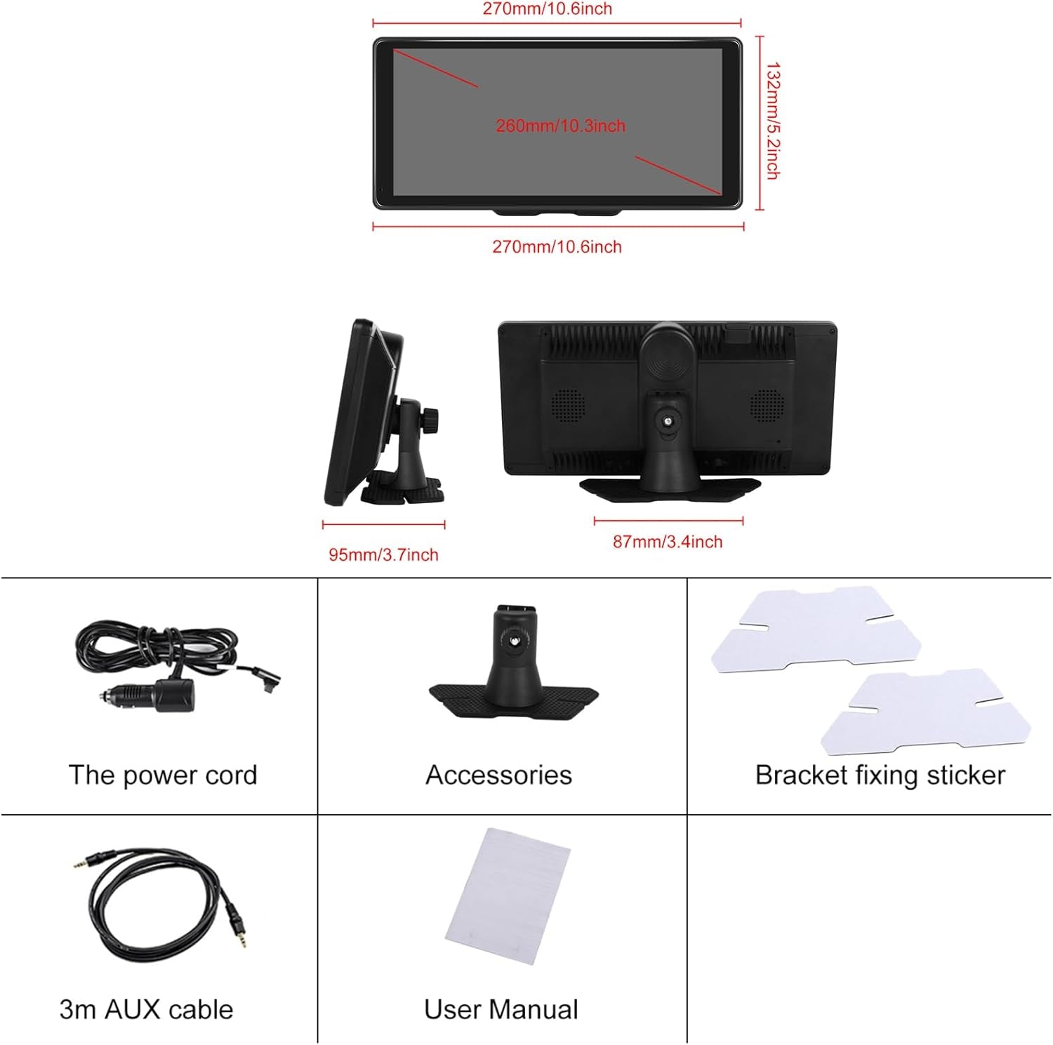 10.36-Inch Wireless Car Radio with CarPlay and Android Auto, Touch Screen Display, Bluetooth, Airplay, Mirror Link, FM/AUX/TF Compatibility