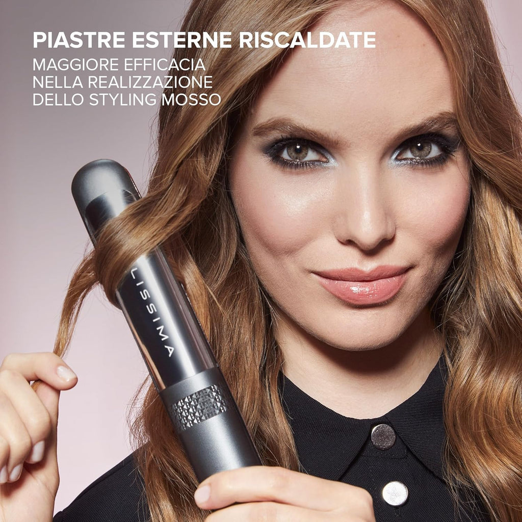 Imetec Creativity Multistyle Hair Straightener and Curler, Ceramic Coating with Diamond Particles, Keratin Infusion, Flexible and High-Temperature Plates, 5 Heat Settings