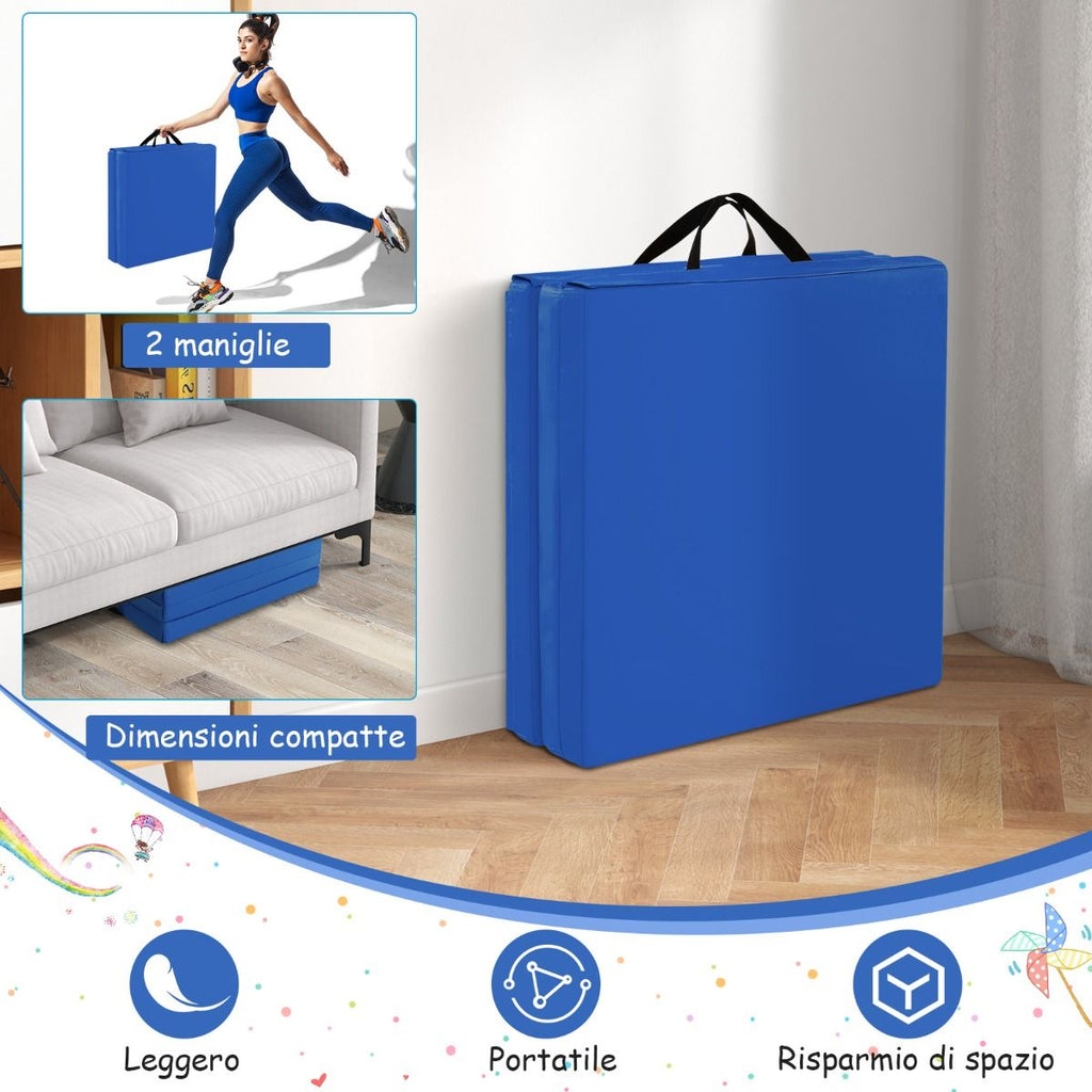 Tappetino Yoga Pieghevole in Pelle PU, Materassino Fitness Spessore Multifunzionale E Antiscivolo 180X60X5Cm 9 Colori