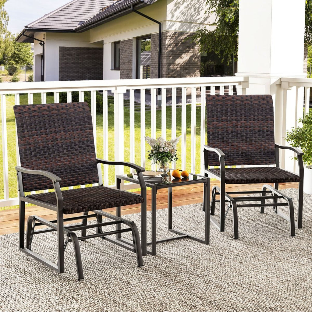 Elegante Set Da Giardino a Dondolo in Rattan Marrone: Comfort e Stile per il Tuo Spazio Esterno