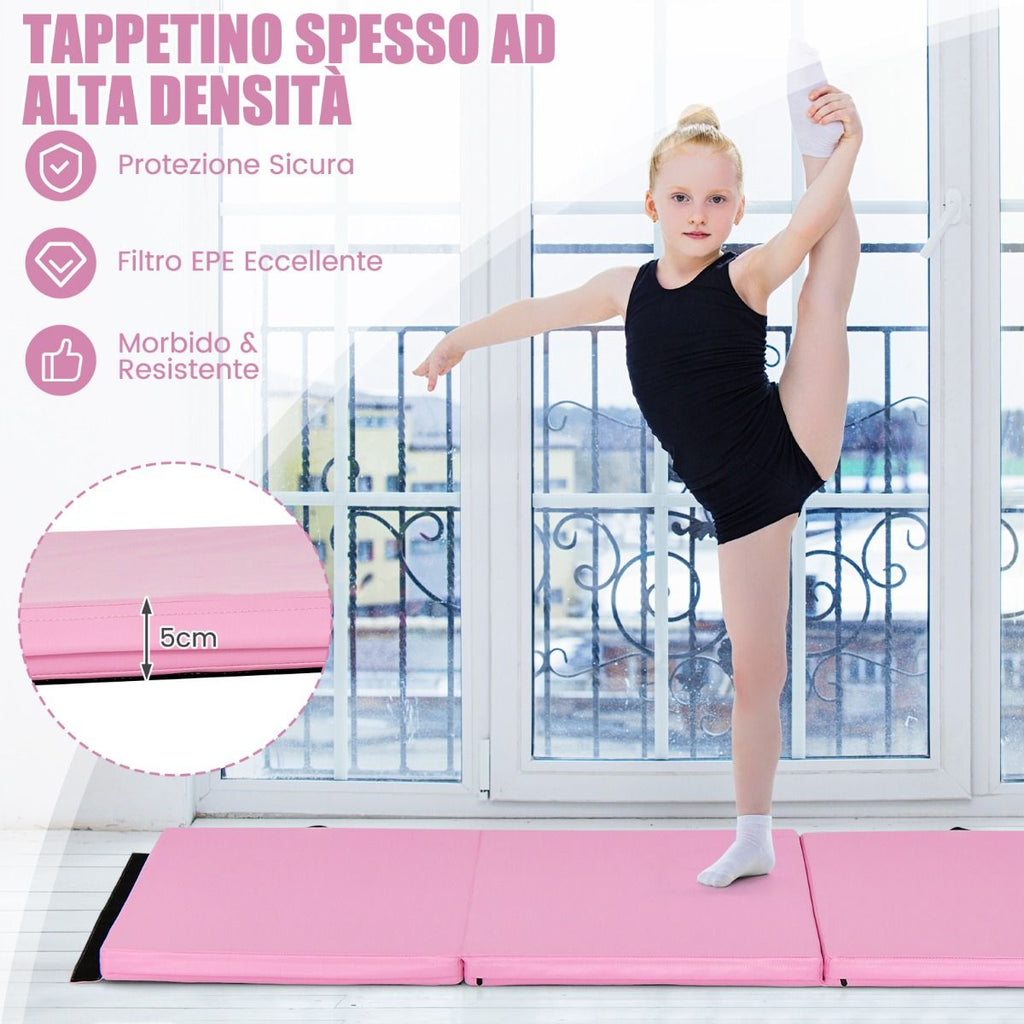 Tappetino Yoga Pieghevole in Pelle PU, Materassino Fitness Spessore Multifunzionale E Antiscivolo 180X60X5Cm 9 Colori