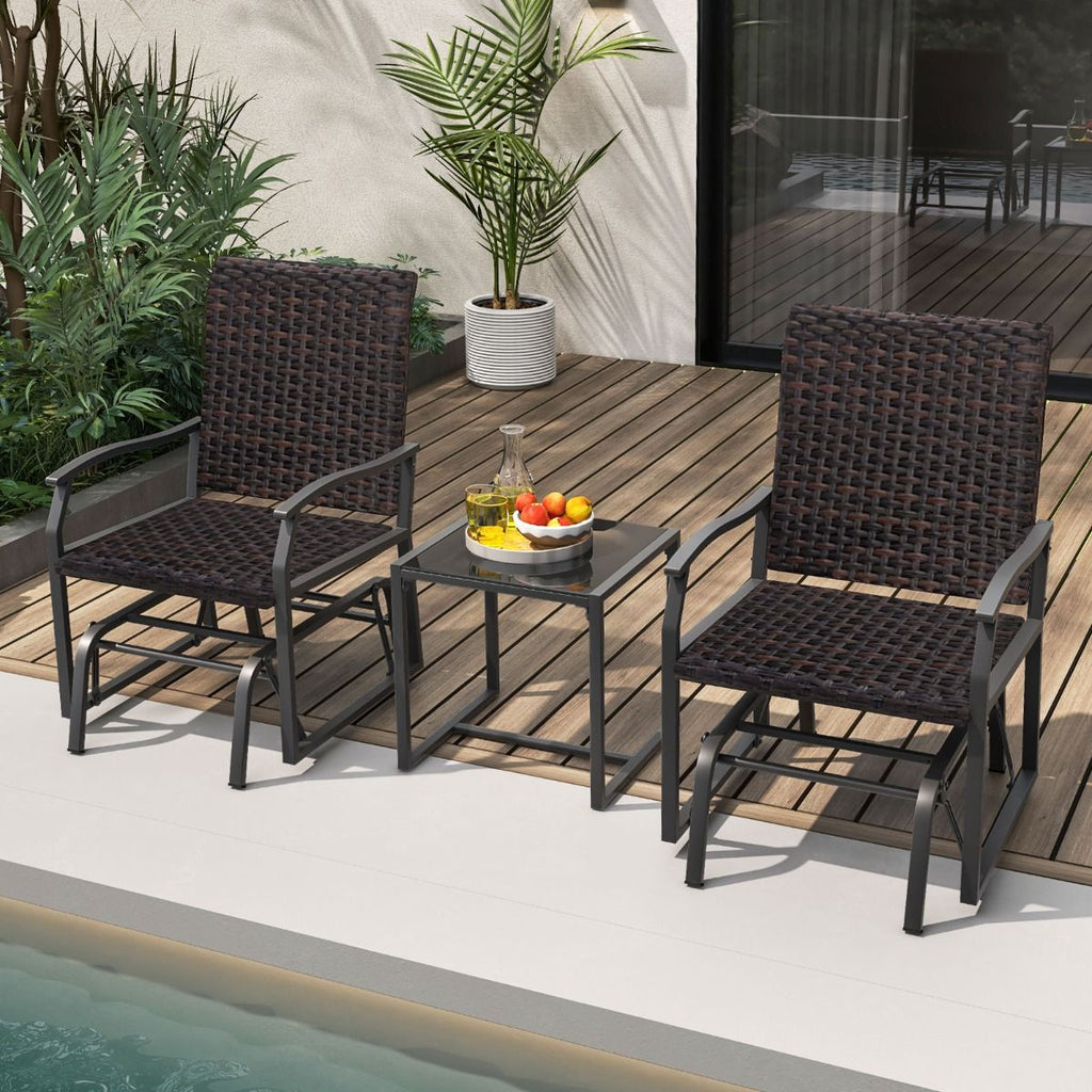 Elegante Set Da Giardino a Dondolo in Rattan Marrone: Comfort e Stile per il Tuo Spazio Esterno