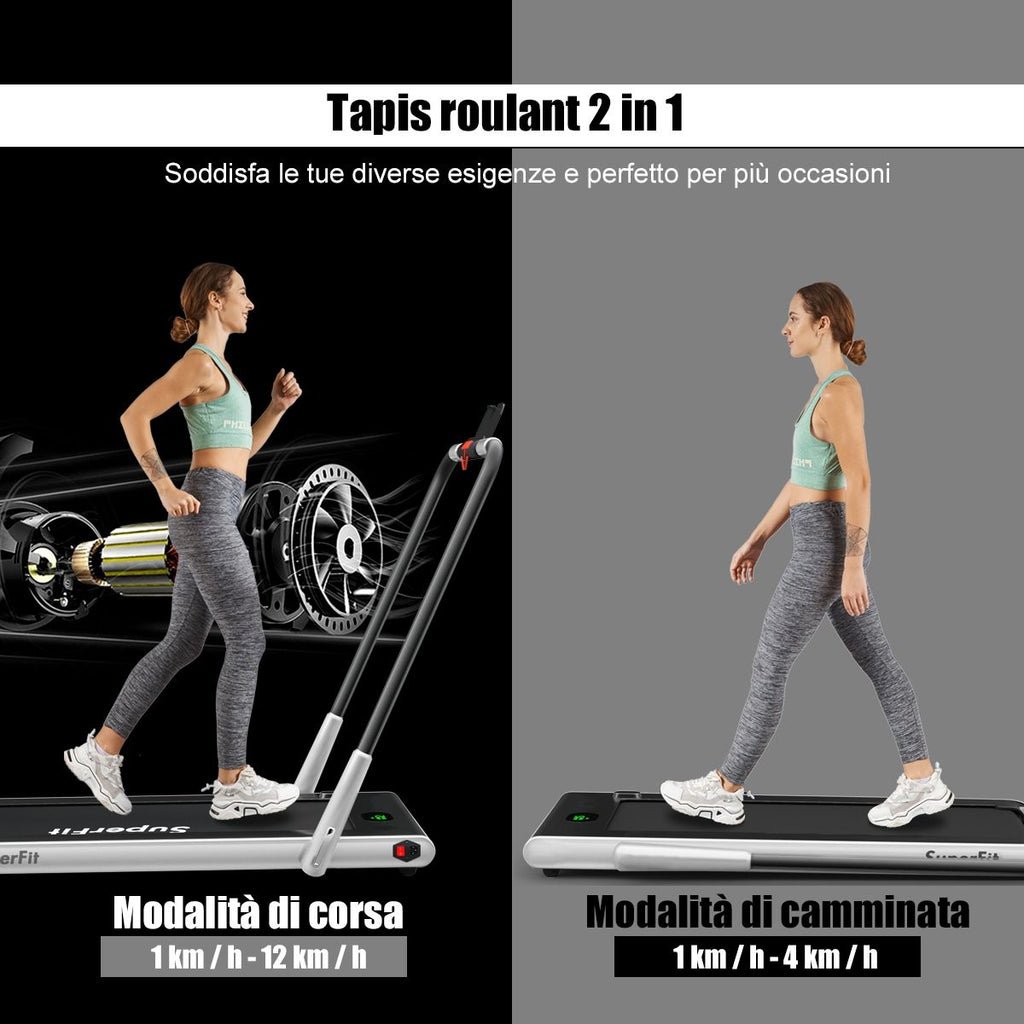 Tapis Roulant 2 in 1 Sotto La Scrivania, Tapis Roulant Elettrico 560W Con Schermo LED