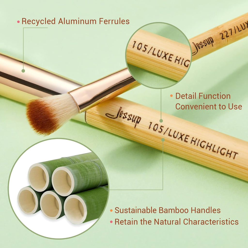 20-Piece Professional Makeup Brush Set with Bamboo Handles, Including Foundation, Powder, and Eyeshadow Brushes T145