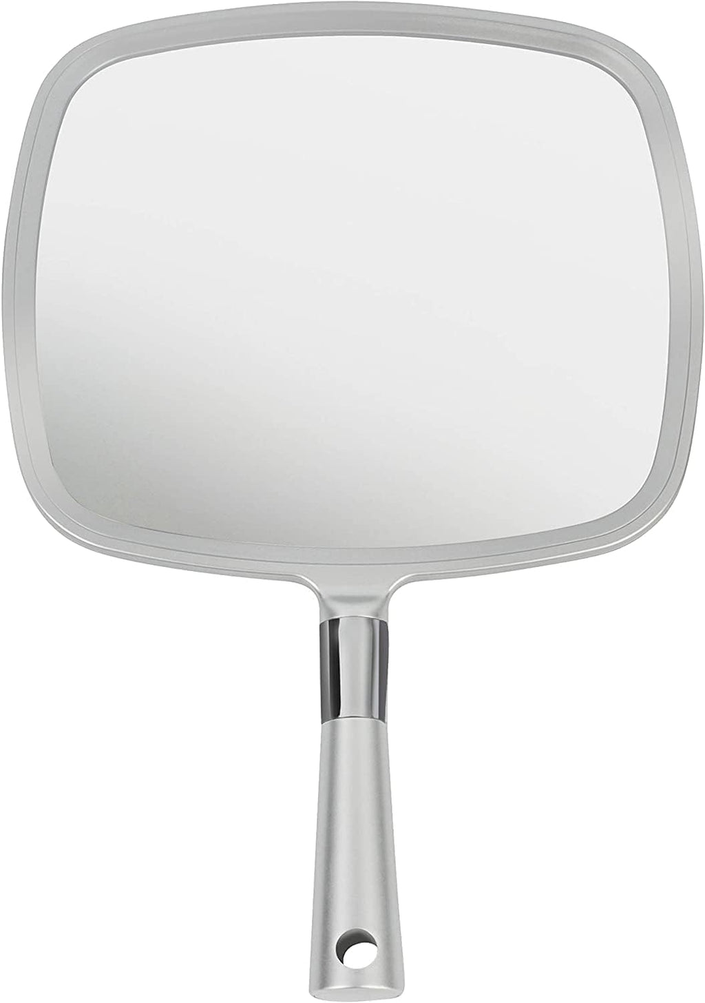 Grande Specchio Portatile per Trucco con Manico Ergonomico - Specchio Cosmetico in Argento