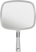 Grande Specchio Portatile per Trucco con Manico Ergonomico - Specchio Cosmetico in Argento