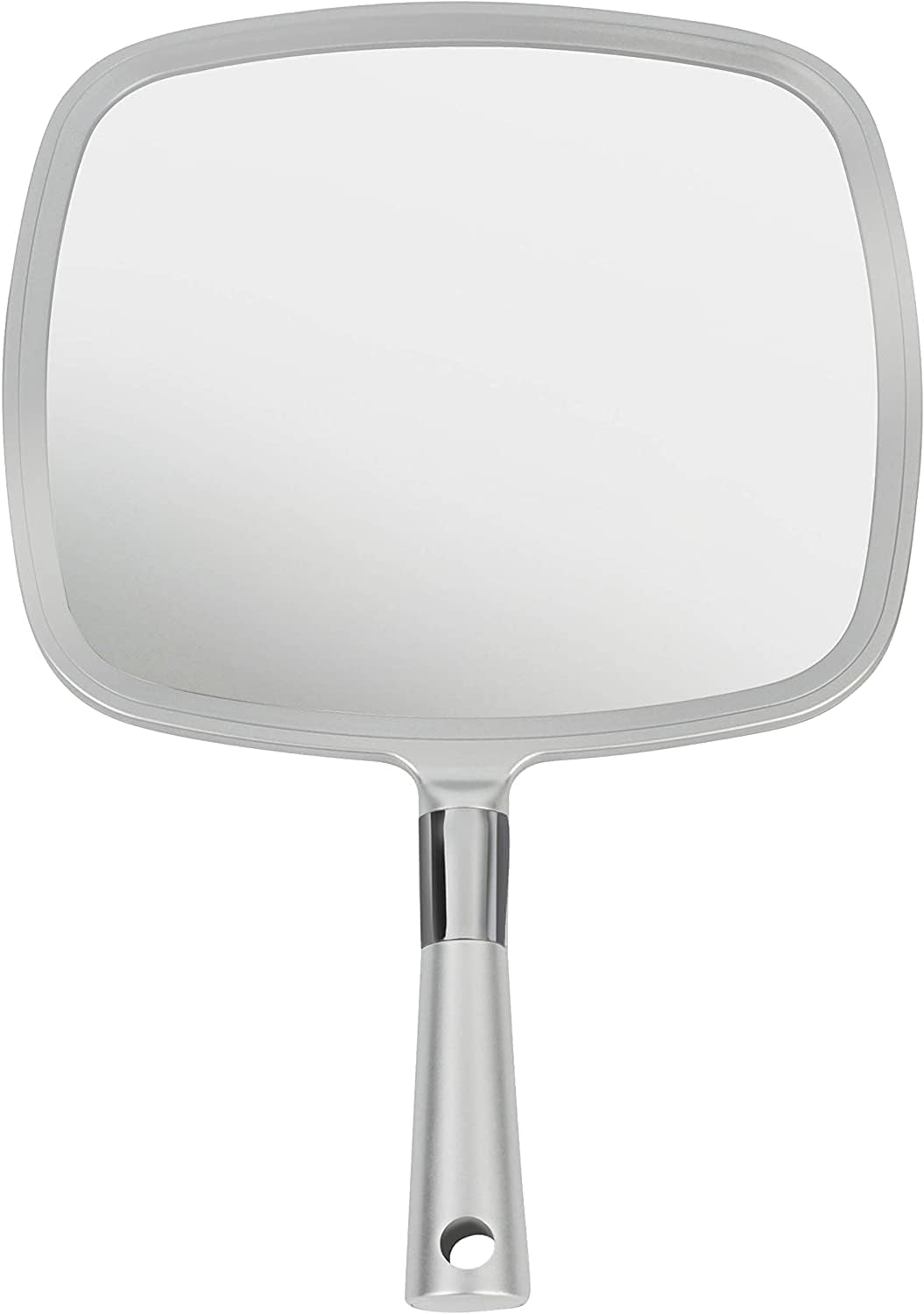 Grande Specchio Portatile per Trucco con Manico Ergonomico - Specchio Cosmetico in Argento