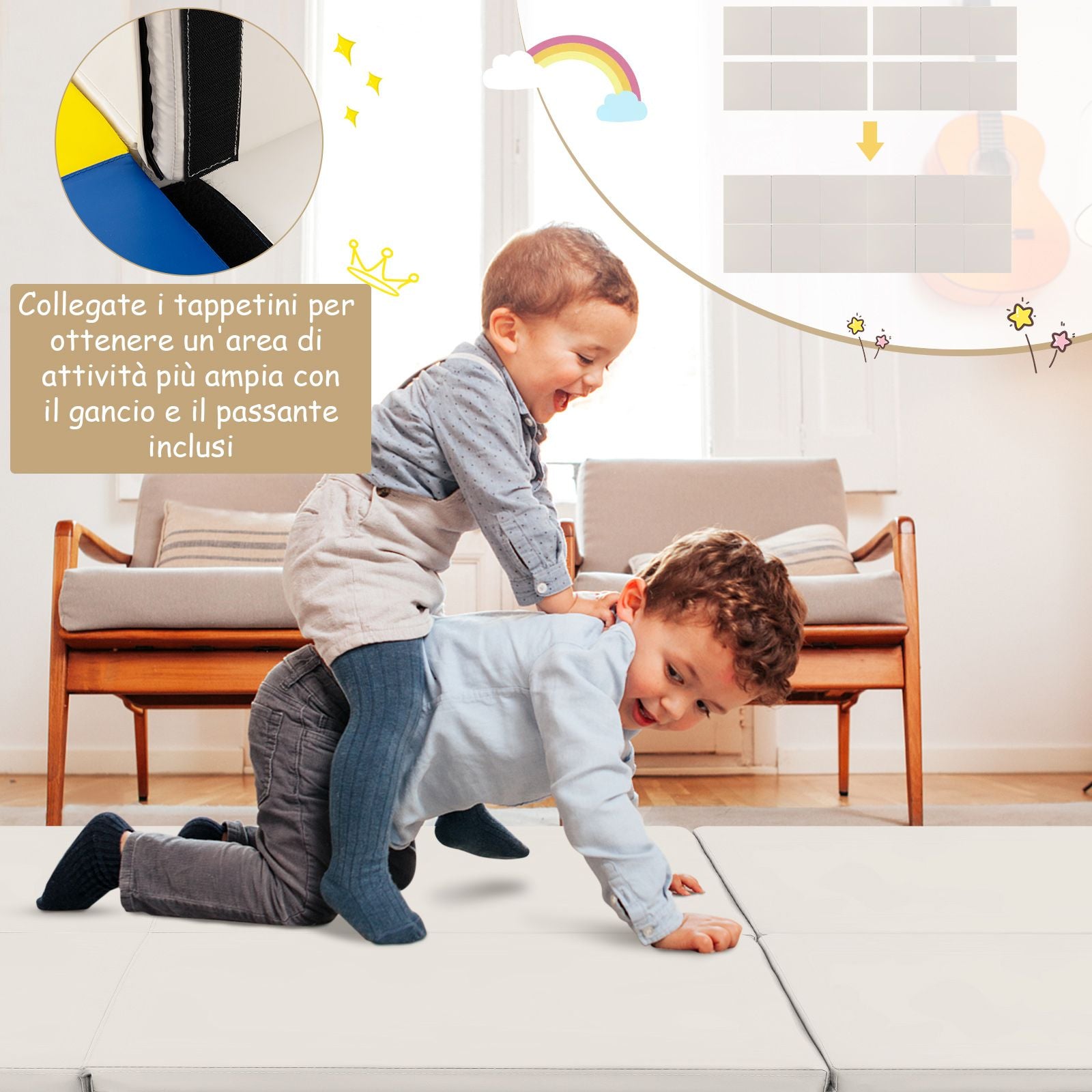 Tappetino Yoga Pieghevole in Pelle PU, Materassino Fitness Spessore Multifunzionale E Antiscivolo 180X60X5Cm 9 Colori