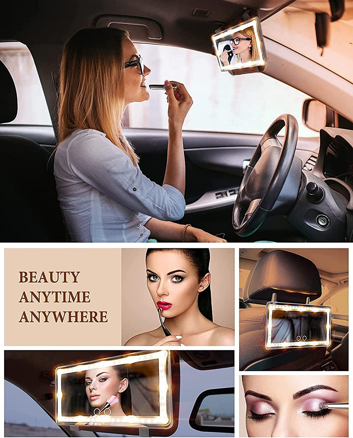 Auto LED Mirror - Three Lighting Modes - Dimmable Makeup Mirror with Integrated Lights - White