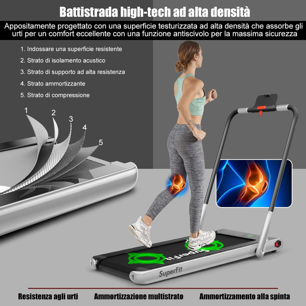 Tapis Roulant 2 in 1 Sotto La Scrivania, Tapis Roulant Elettrico 560W Con Schermo LED
