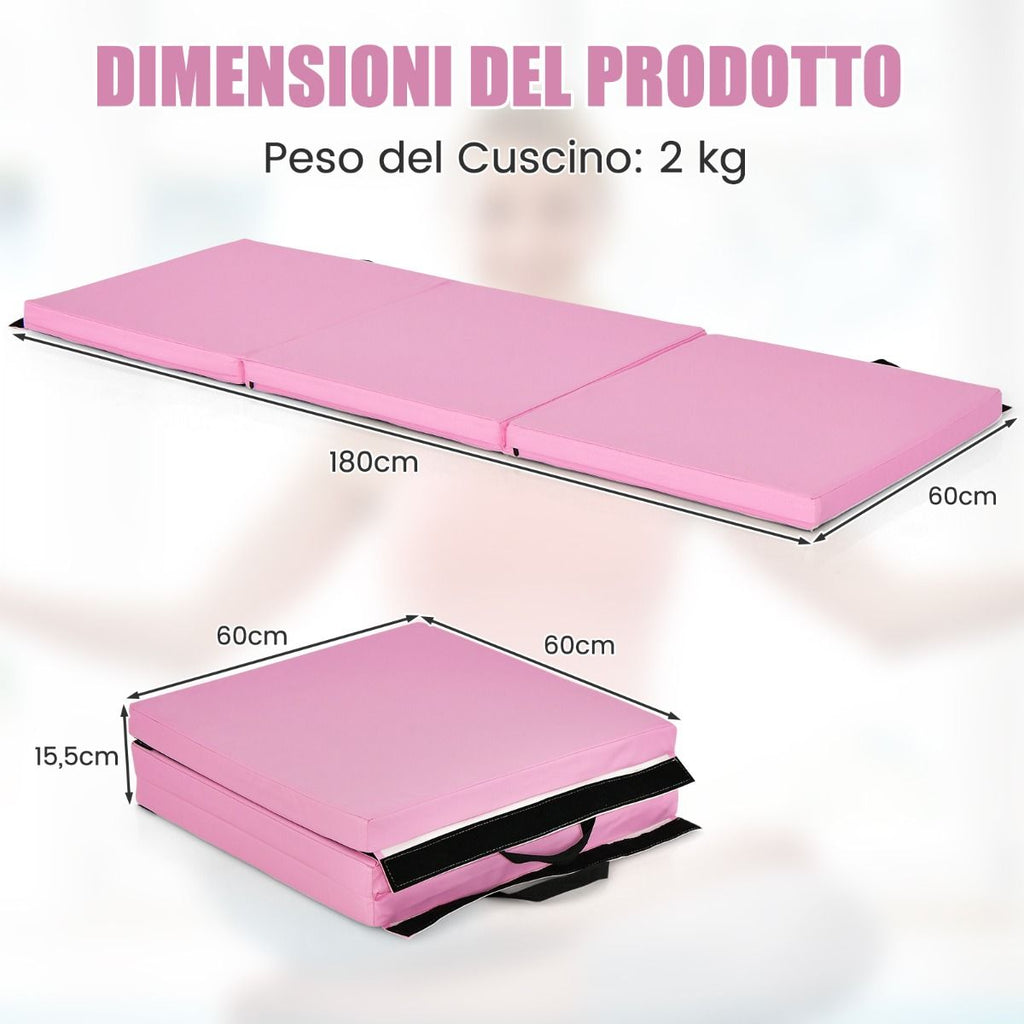 Tappetino Yoga Pieghevole in Pelle PU, Materassino Fitness Spessore Multifunzionale E Antiscivolo 180X60X5Cm 9 Colori