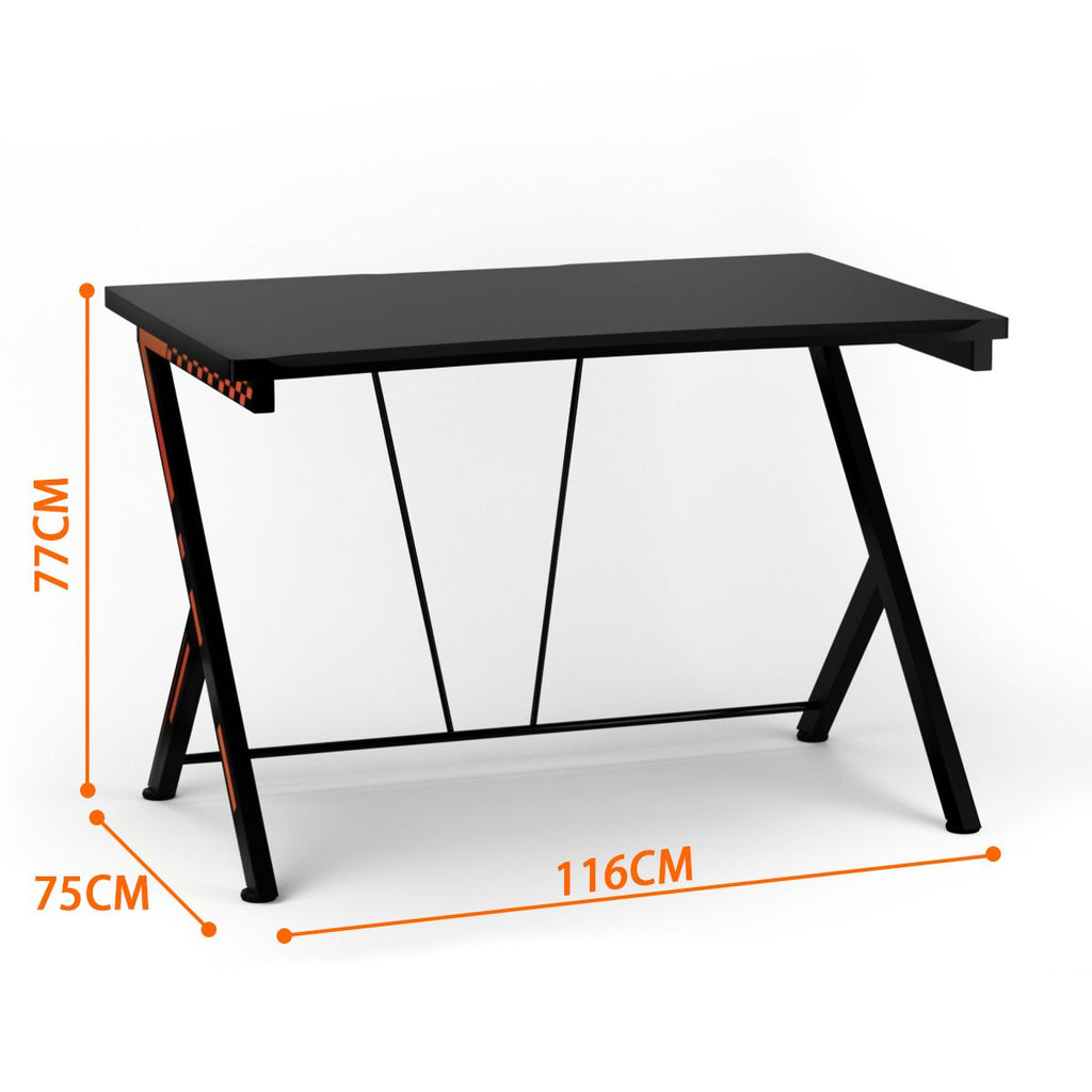 Scrivania Gaming Ergonomica Da 116Cm, Scrivania Multiuso per PC Con Struttura in Metallo Nero