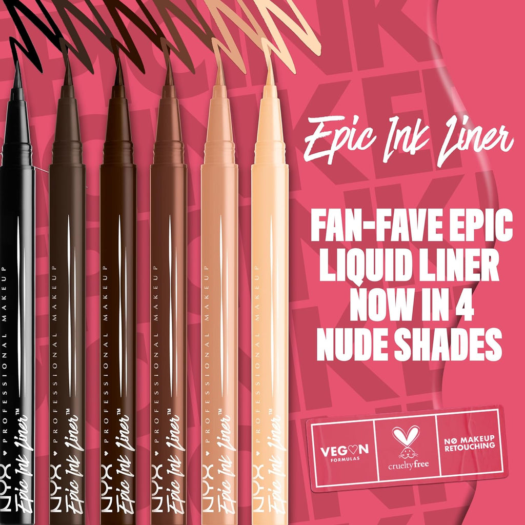 Epic Ink Liner - Waterproof Liquid Eyeliner, Black (2 Pack), Vegan Formula
