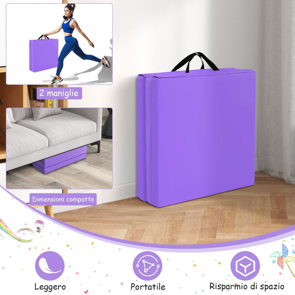 Tappetino Yoga Pieghevole in Pelle PU, Materassino Fitness Spessore Multifunzionale E Antiscivolo 180X60X5Cm 9 Colori