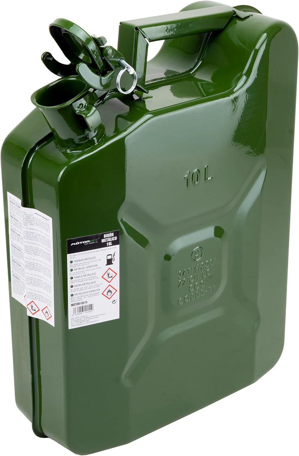 MOTOR16515 10L Green Gasoline Fuel Canister