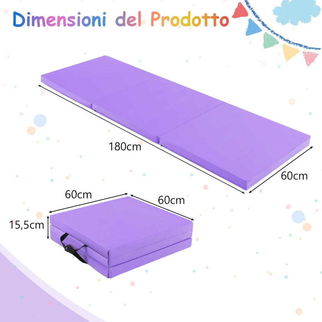 Tappetino Yoga Pieghevole in Pelle PU, Materassino Fitness Spessore Multifunzionale E Antiscivolo 180X60X5Cm 9 Colori