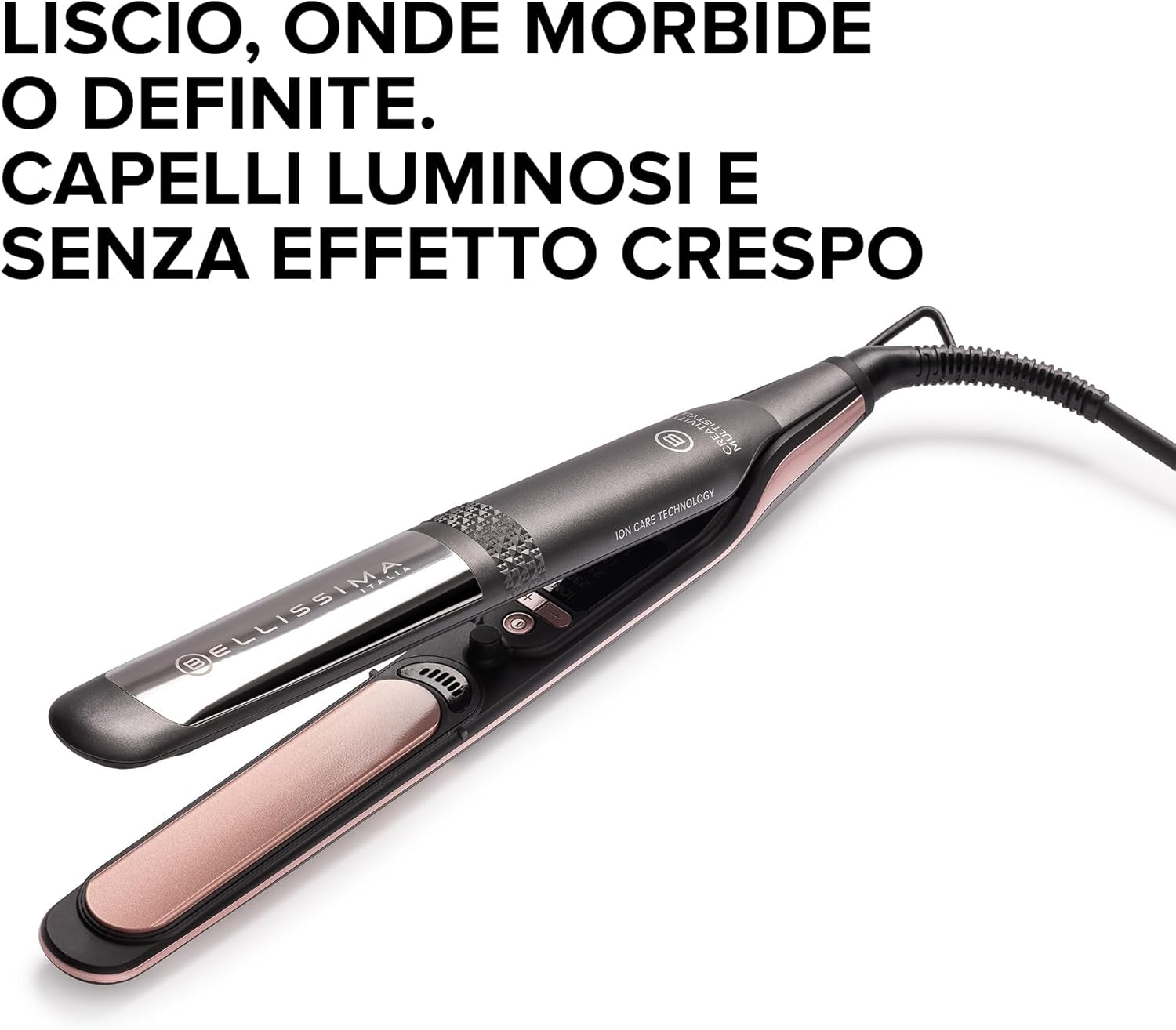 Imetec Creativity Multistyle Hair Straightener and Curler, Ceramic Coating with Diamond Particles, Keratin Infusion, Flexible and High-Temperature Plates, 5 Heat Settings