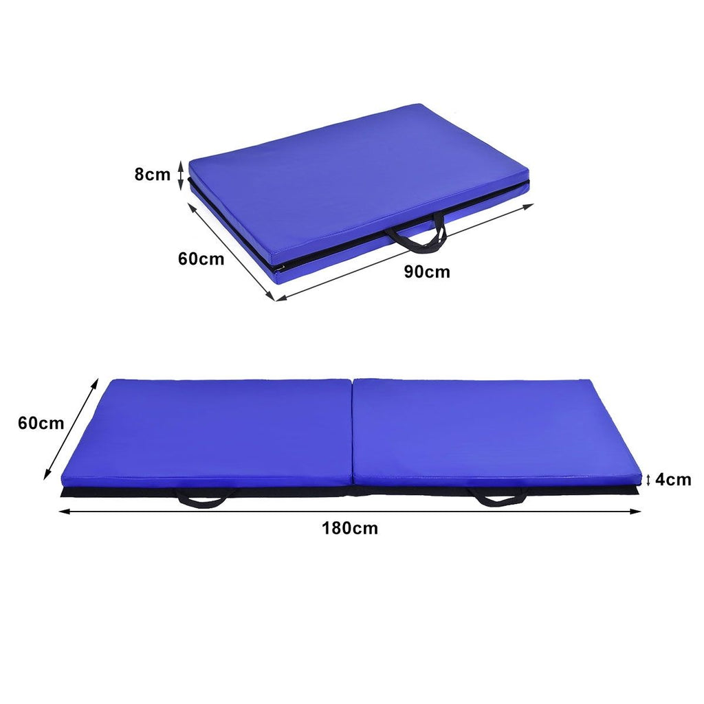 Tappetino Yoga Pieghevole Materassino Ginnastica Spessore Multifunzionale E Antiscivolo 180X60X4Cm Blu/Viola