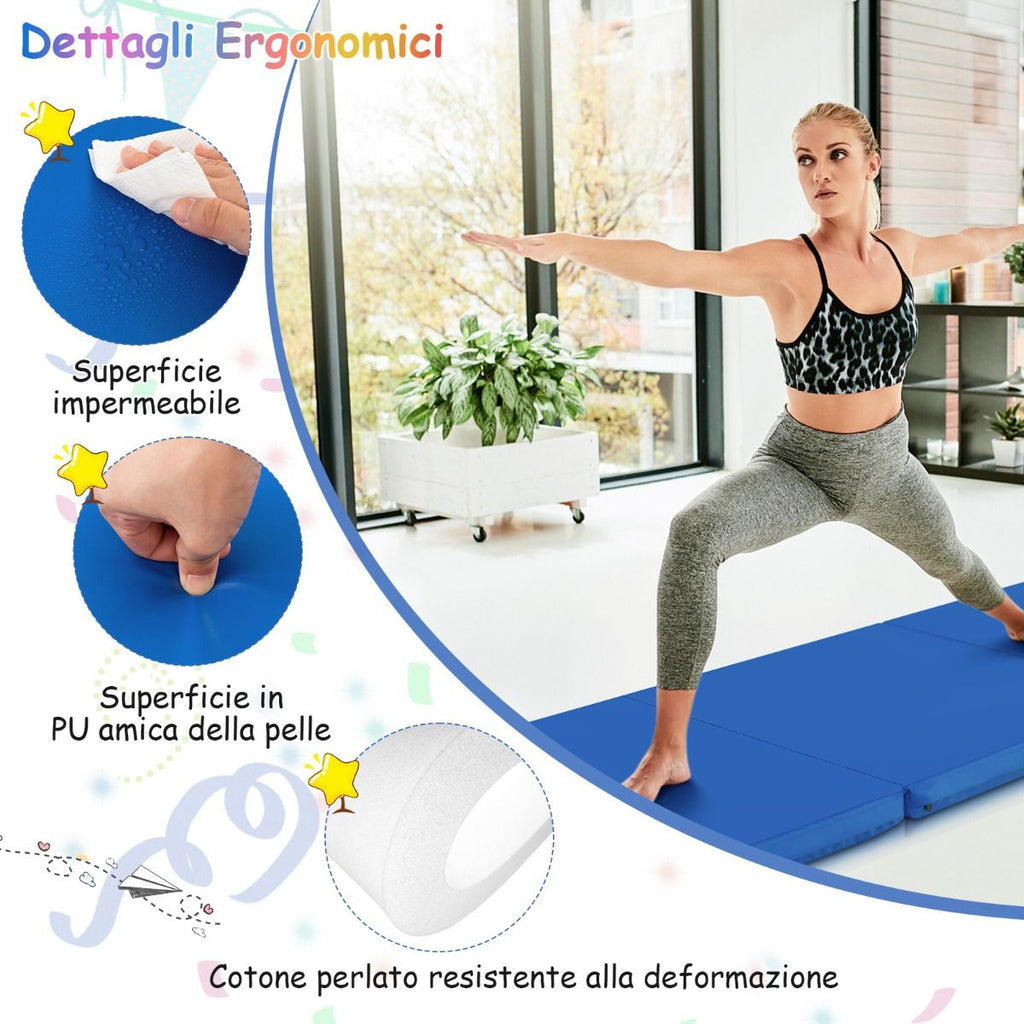 Tappetino Yoga Pieghevole in Pelle PU, Materassino Fitness Spessore Multifunzionale E Antiscivolo 180X60X5Cm 9 Colori