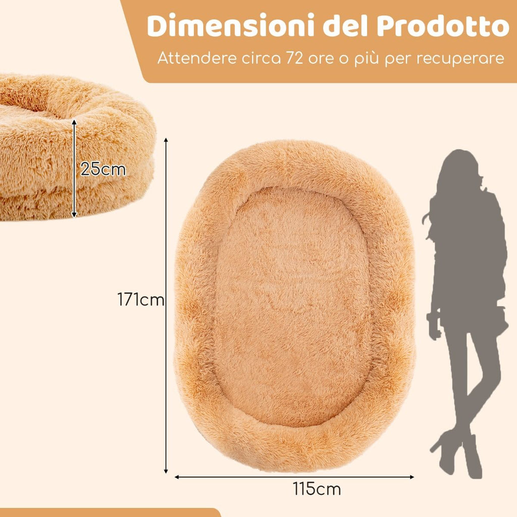 Letto per Cani Umani Con Coperta Rimovibile Cuscino Morbido Presente, Letto Pelo Finto Lavabile Adatto a Persone E Animali 2 Colori