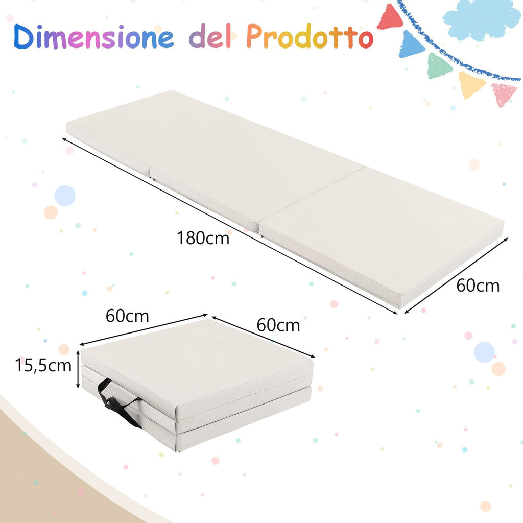 Tappetino Yoga Pieghevole in Pelle PU, Materassino Fitness Spessore Multifunzionale E Antiscivolo 180X60X5Cm 9 Colori