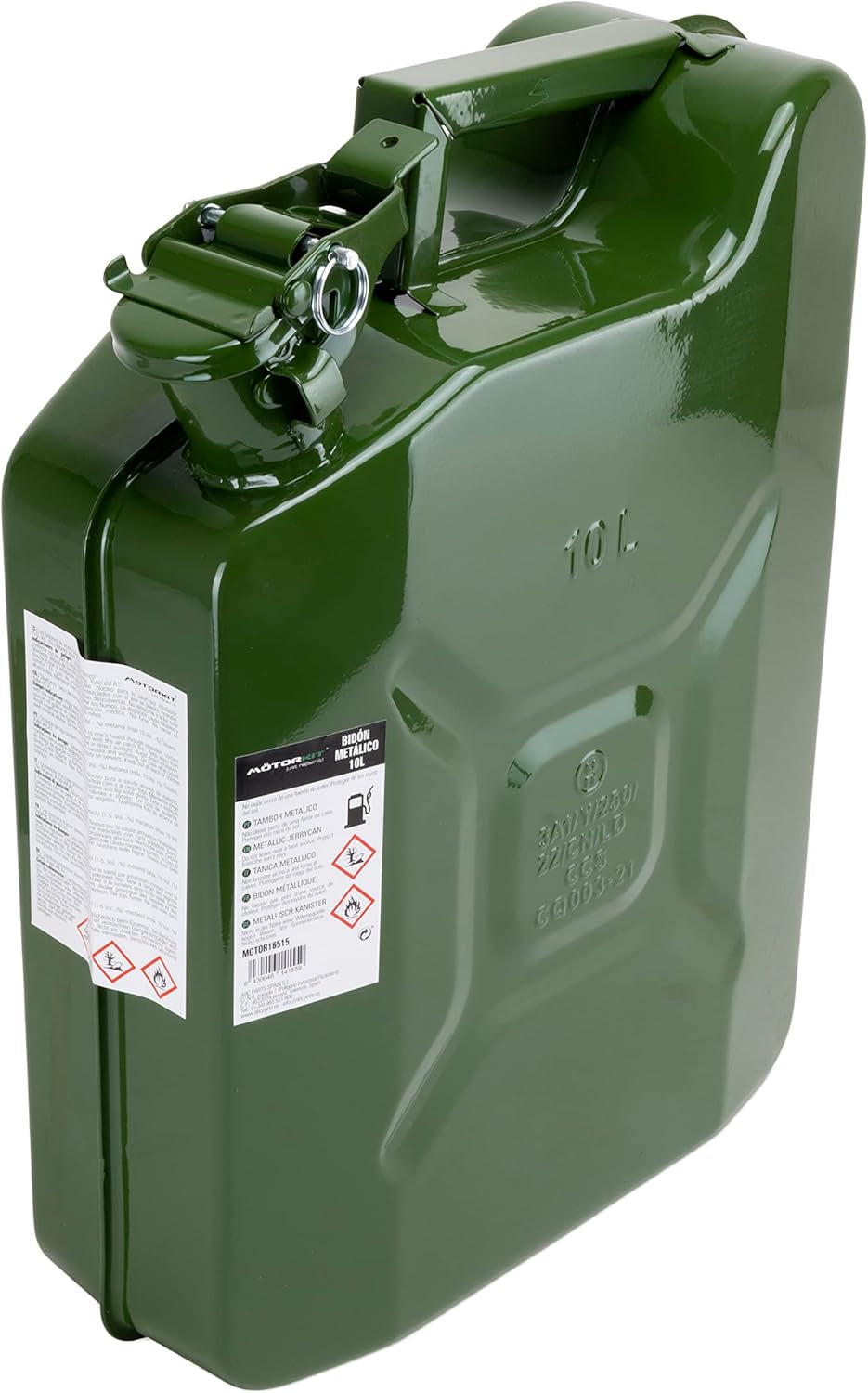 MOTOR16515 10L Green Gasoline Fuel Canister
