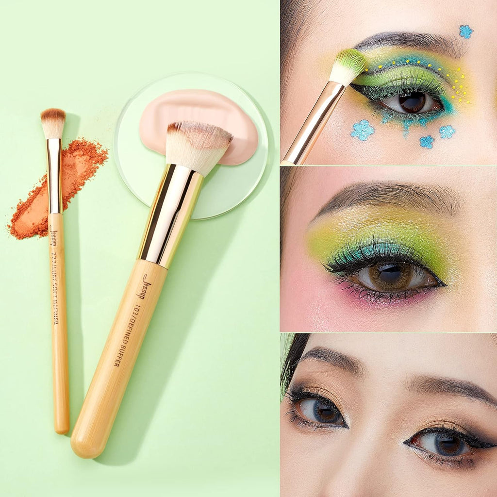 20-Piece Professional Makeup Brush Set with Bamboo Handles, Including Foundation, Powder, and Eyeshadow Brushes T145